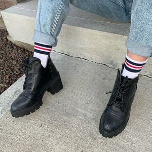 black platform combat boots